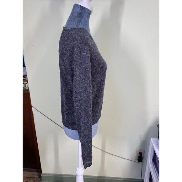 Denial Womens Sz L Silk Blend Gray V-Neck Long Sleeve Sweater Preppy Career - Picture 4 of 7